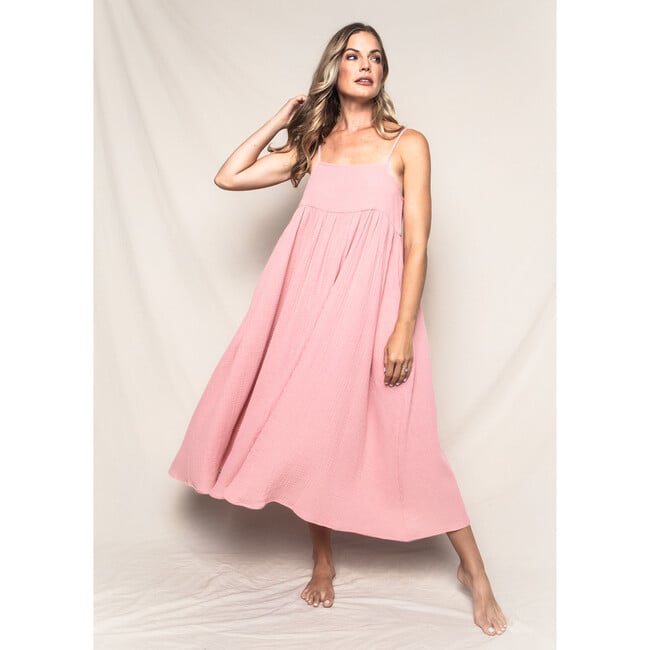 Women's Serene Night Dress, Pink Gauze - Dresses - 3