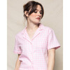 Women's Short Sleeve Short Set, Pink Gingham - Pajamas - 3 - thumbnail