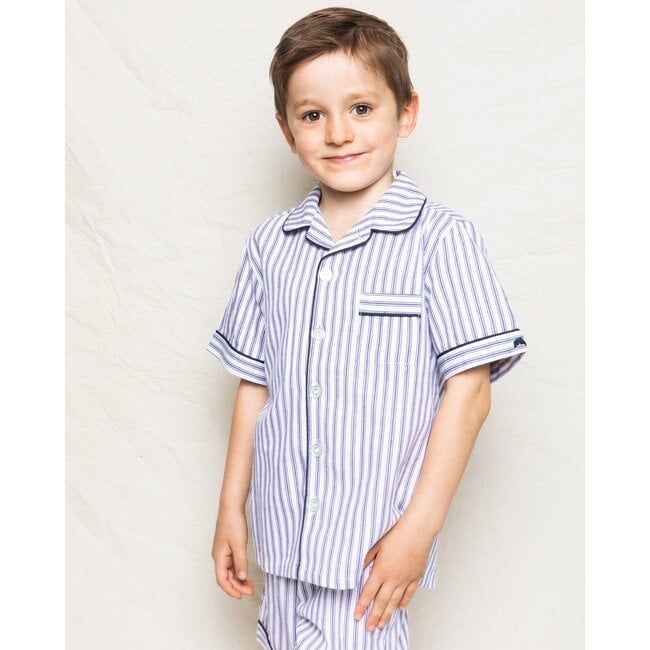 Classic Short Set, Navy French Ticking - Pajamas - 3