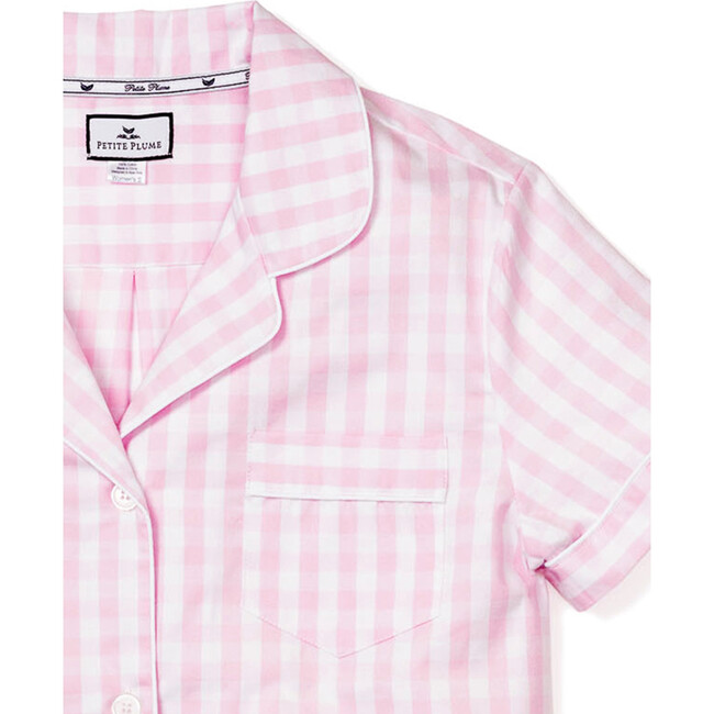 Women's Short Sleeve Short Set, Pink Gingham - Pajamas - 4
