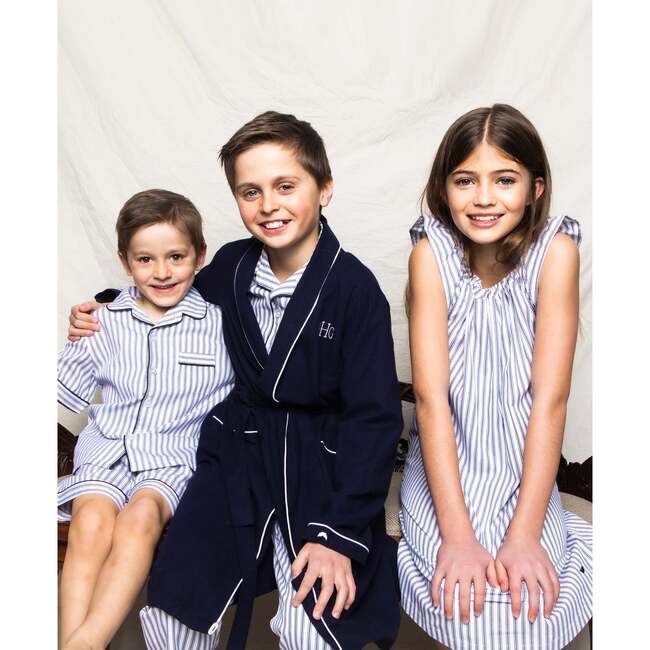 Classic Short Set, Navy French Ticking - Pajamas - 4