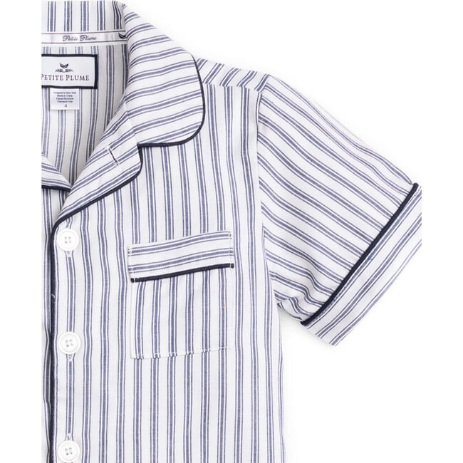 Classic Short Set, Navy French Ticking - Pajamas - 5