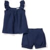 Amelie Short Set, Navy Gauze - Shorts - 1 - thumbnail