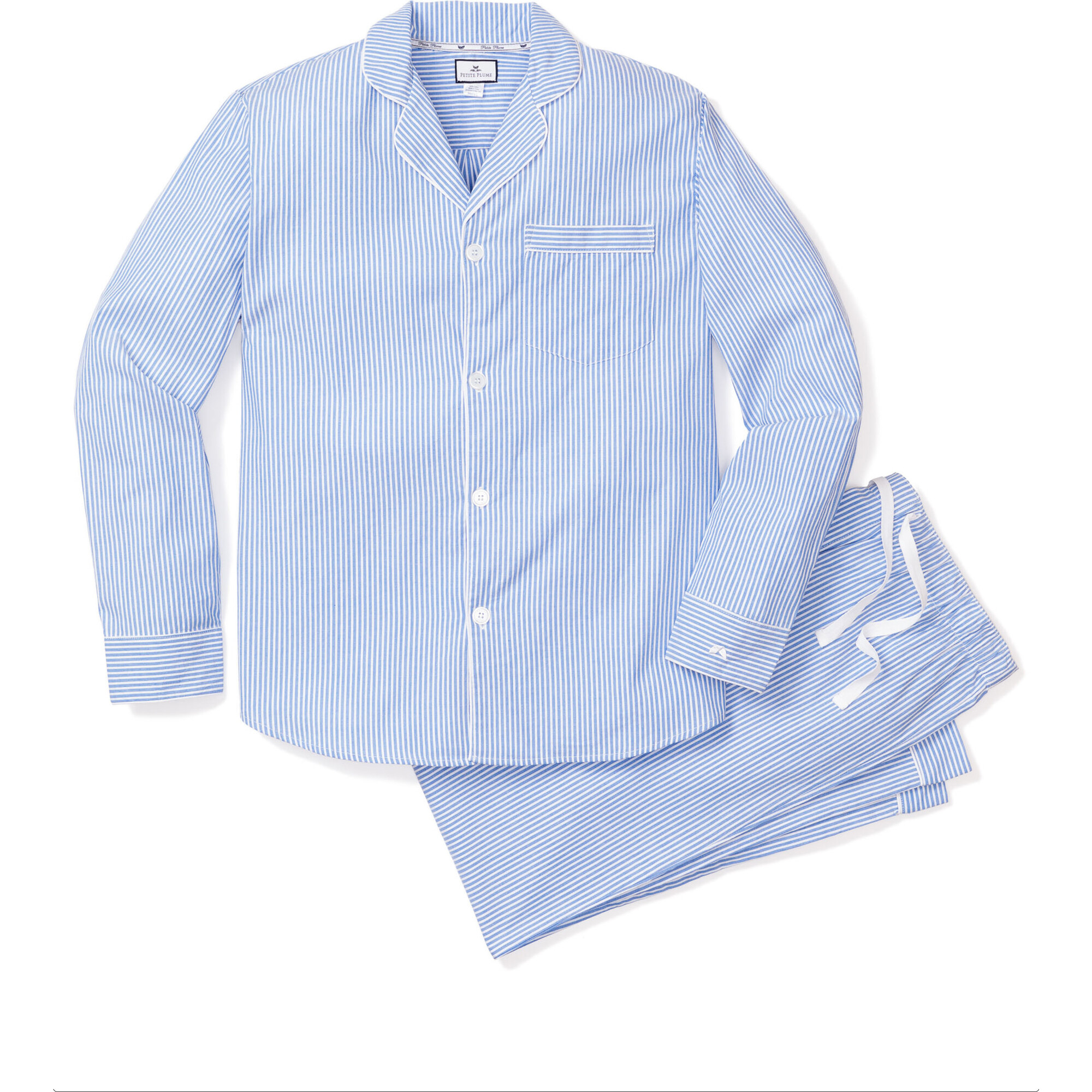 Men's Pajama Set, French Blue Seersucker - Pajamas - 1