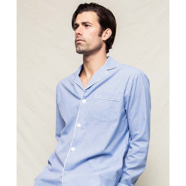 Men's Pajama Set, French Blue Seersucker - Pajamas - 3