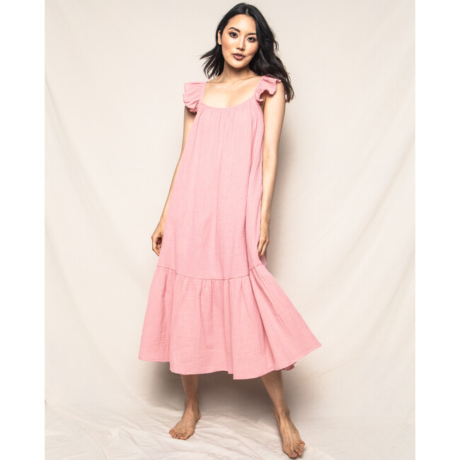 Women's Celeste Nightdress, Pink Gauze - Dresses - 2