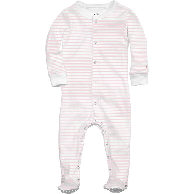 Organic Footed Pajama, Pink Stripe - Pajamas - 1