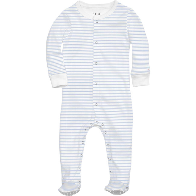Organic Footed Pajamas, Blue Stripe - Onesies - 1