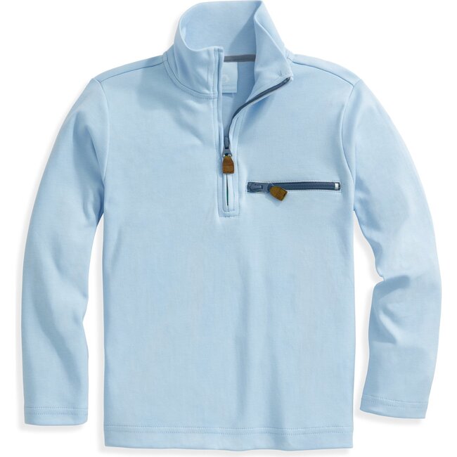 Pima Half Zip with Pocket, Blue with Navy - Sweatshirts - 1
