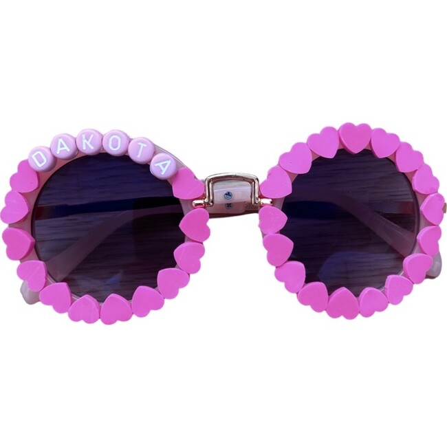 Round Sunglasses With Custom Name, Pink