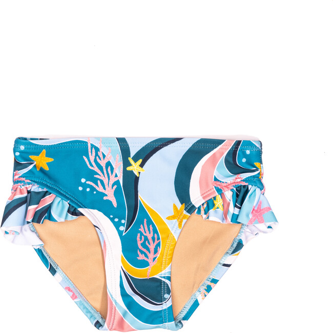 Mini Gemma Girls Ruffle Swim Bottom, Ocean Candy Wave Pacific Blue