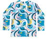 Mini Blake Kids Long Sleeve Rash Guard, Ocean Candy Wave Pacific Blue - Two Pieces - 1 - thumbnail