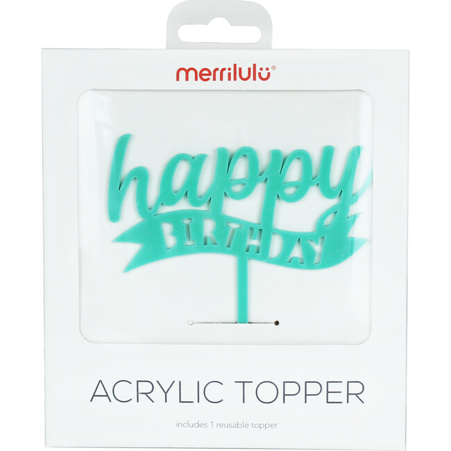 Happy Birthday Banner Acrylic Topper, Teal