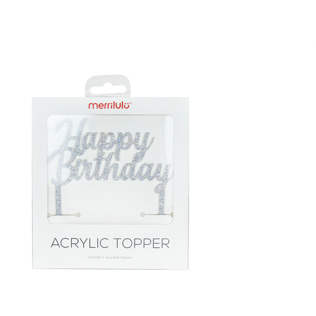 Happy Birthday Acrylic Topper, Silver