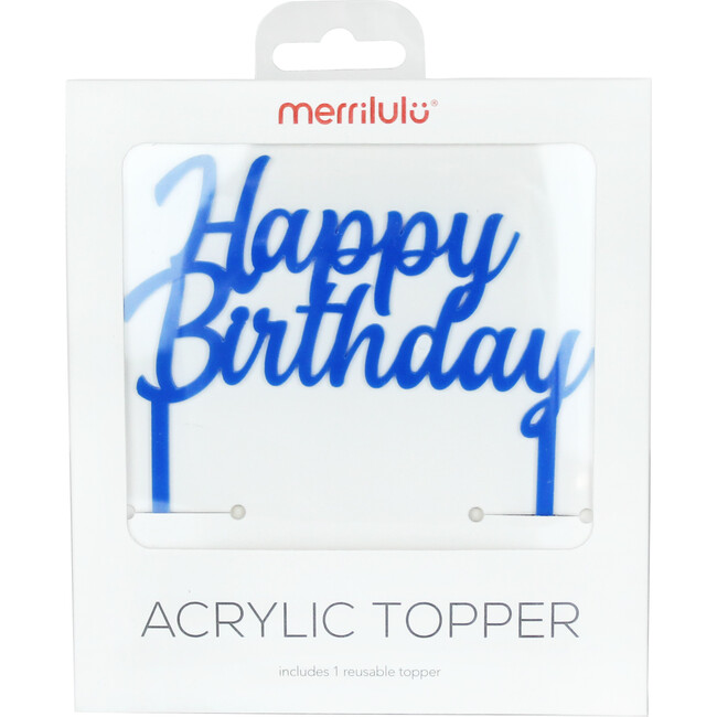 Happy Birthday Acrylic Topper, Blue - Party Accessories - 1