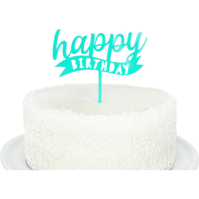 Happy Birthday Banner Acrylic Topper, Teal - Party Accessories - 2