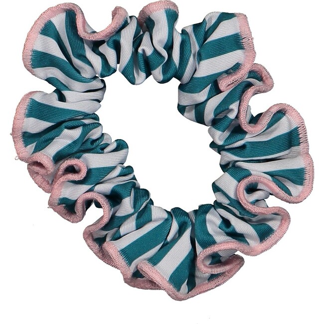 Green Stripes Scrunchie with pink Detail
