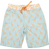 Funny Giraffe Surfer Model Swim Trucks, Aqua and Orange - Swim Trunks - 1 - thumbnail