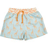Funny Giraffe Swim Trucks, Aqua and Orange - Swim Trunks - 1 - thumbnail