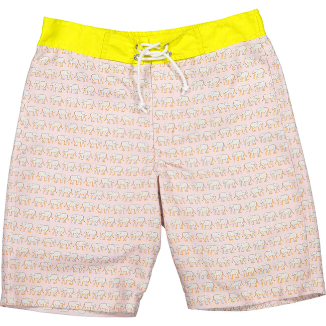 Elephant Surfer Model Swim Trucks, Pink and Yellow - Swim Trunks - 1