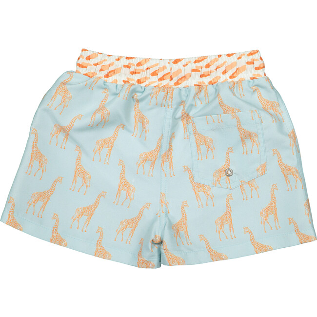 Funny Giraffe Swim Trucks, Aqua and Orange - Swim Trunks - 3