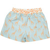Funny Giraffe Swim Trucks, Aqua and Orange - Swim Trunks - 3