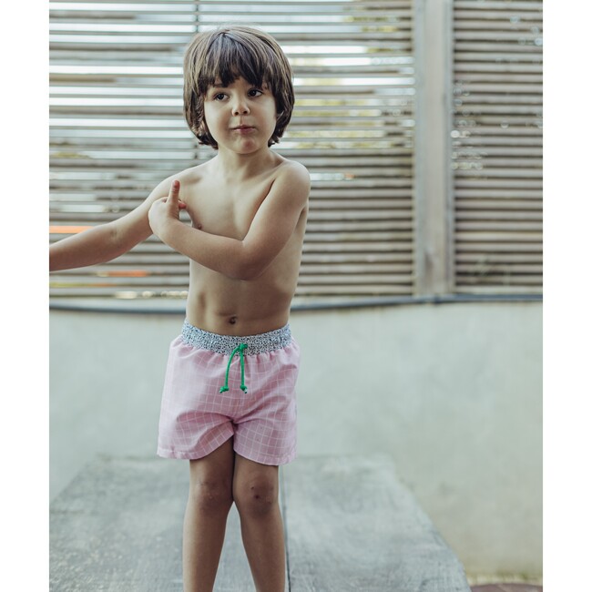 Pink Squares Swim Trucks, Pink and Dots - Swim Trunks - 7