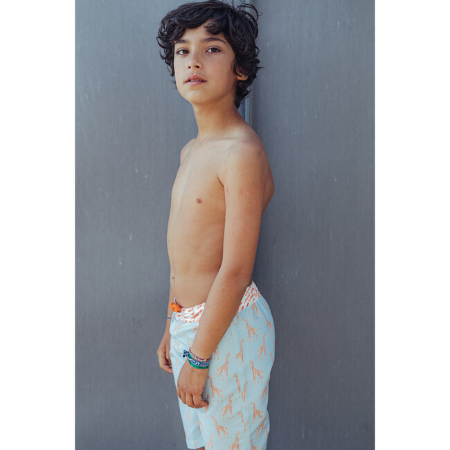Funny Giraffe Surfer Model Swim Trucks, Aqua and Orange - Swim Trunks - 7