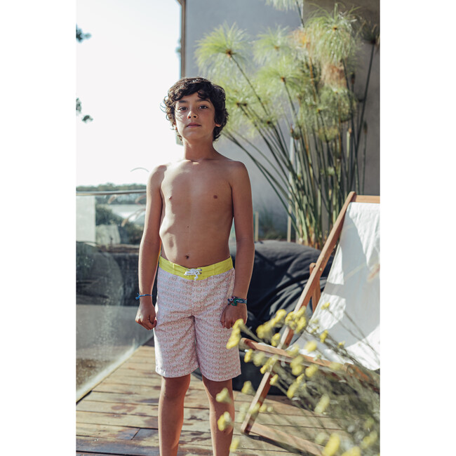 Elephant Surfer Model Swim Trucks, Pink and Yellow - Swim Trunks - 7