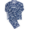 Men's Martinique Banana Leaf Long PJ Set, Blue - Pajamas - 1 - thumbnail