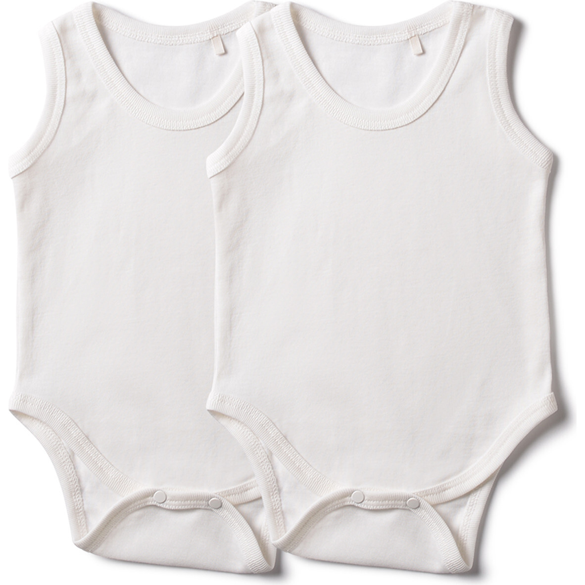 The Rib Onesie Set with No Sleeves, White - Onesies - 1