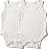 The Rib Onesie Set with No Sleeves, White - Onesies - 1 - thumbnail