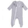 The Muffin Zip-Up Playsuit with Long Sleeves, Heather Grey - Rompers - 2