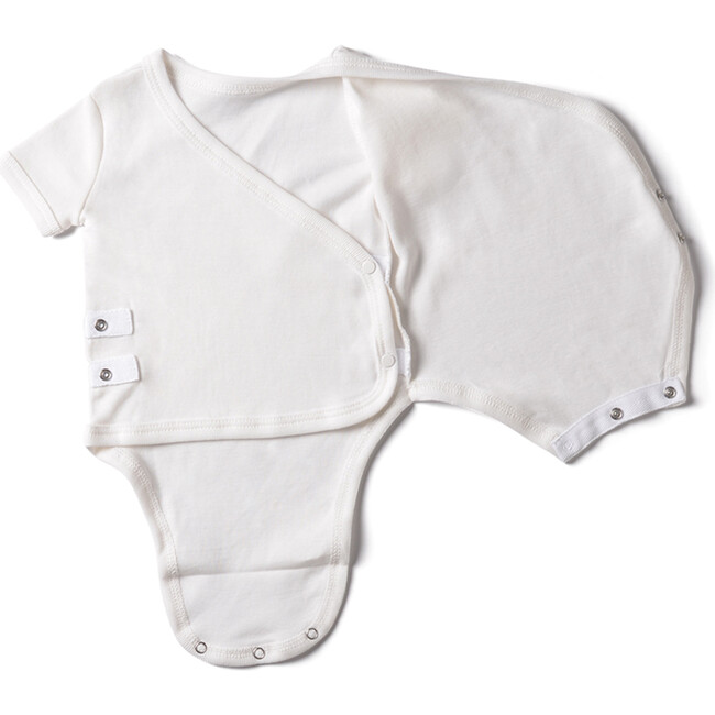 The Rib Kimono Onesie Set with Short Sleeves, White - Onesies - 3