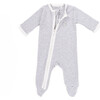 The Muffin Zip-Up Playsuit with Long Sleeves, Heather Grey Stripe - Rompers - 2