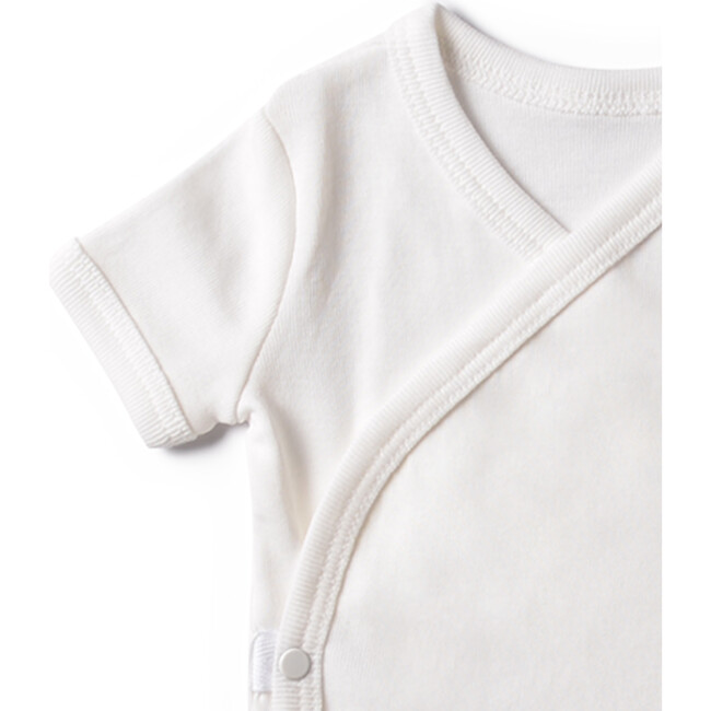 The Rib Kimono Onesie Set with Short Sleeves, White - Onesies - 4