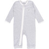 The Muffin Zip-Up Playsuit with Long Sleeves, Heather Grey Stripe - Rompers - 3