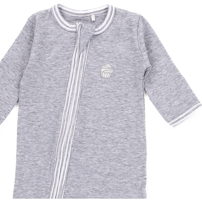 The Muffin Zip-Up Playsuit with Long Sleeves, Heather Grey - Rompers - 4