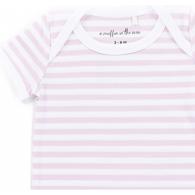 The Muffin Onesie with Short Sleeves, Pink Stripes