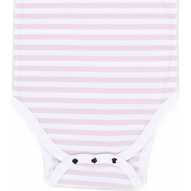 The Muffin Onesie with Short Sleeves, Pink Stripes - Onesies - 3