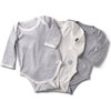 The Muffin Onesie Set with Long Sleeves, Heather Grey Stripe - Onesies - 1 - thumbnail