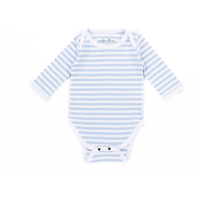 The Muffin Onesie with Long Sleeves, Blue Stripes - Onesies - 1