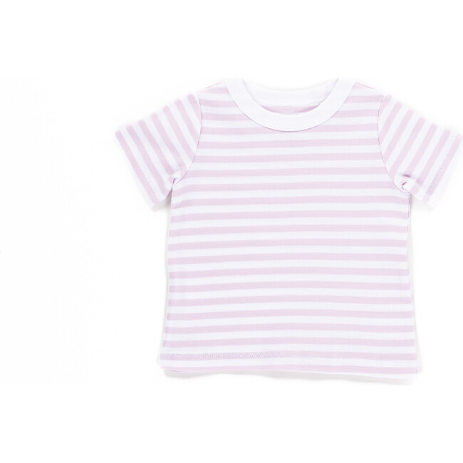 The Muffin Lullaby Top with Short Sleeves, Pink Stripes
