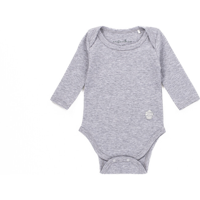 The Muffin Onesie Set with Long Sleeves, Heather Grey Stripe - Onesies - 3