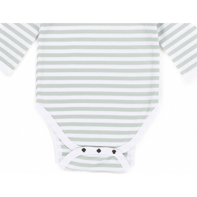 The Muffin Onesie with Long Sleeves, Green Stripes - Onesies - 3