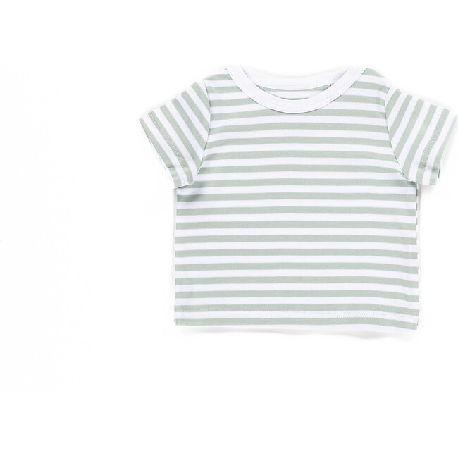 The Muffin Lullaby Top with Short Sleeves, Green Stripes