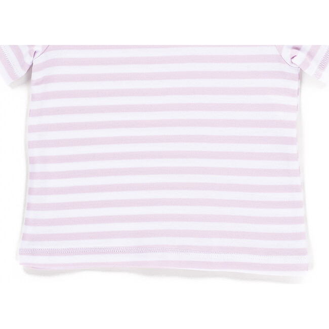 The Muffin Lullaby Top with Short Sleeves, Pink Stripes - Pajamas - 3