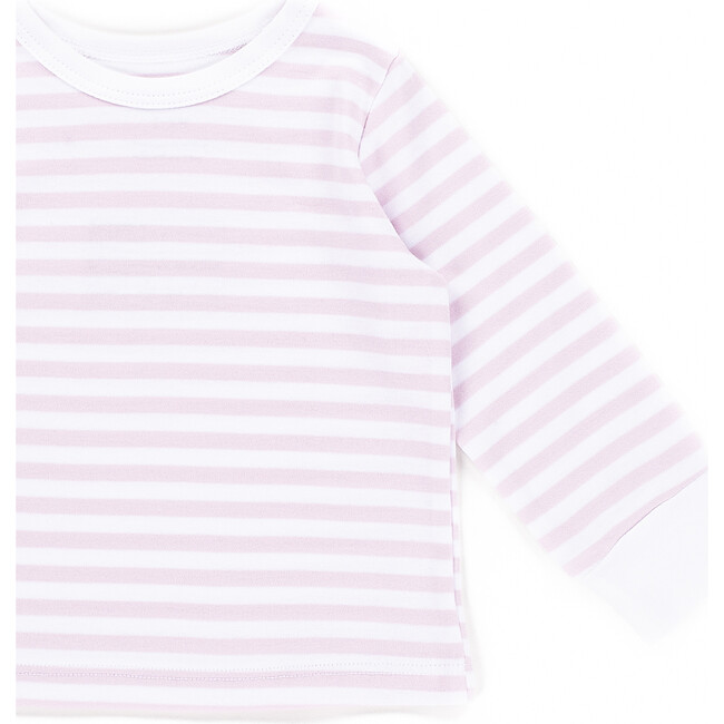 The Muffin Lullaby Top with Long Sleeves, Pink Stripes - Pajamas - 2