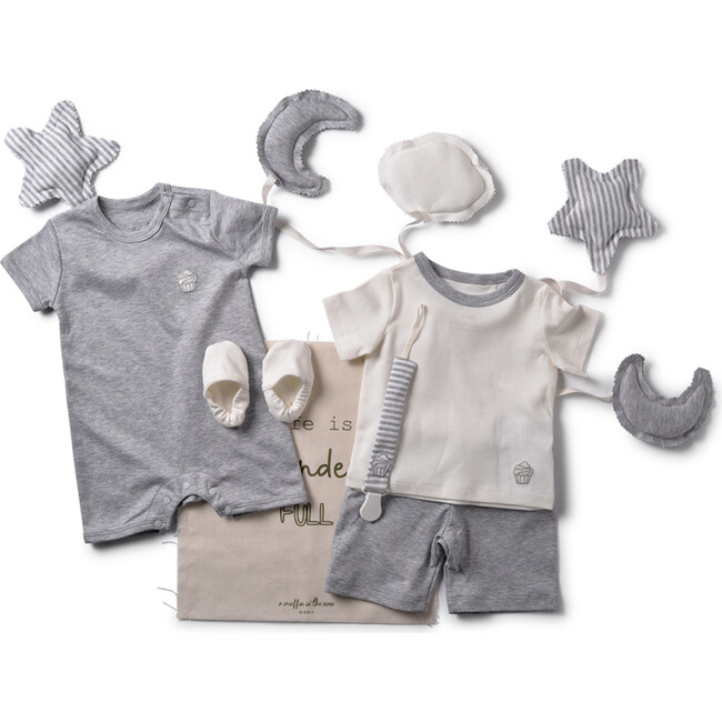 The Muffin Lullaby Set with Short Sleeves, Heather Grey