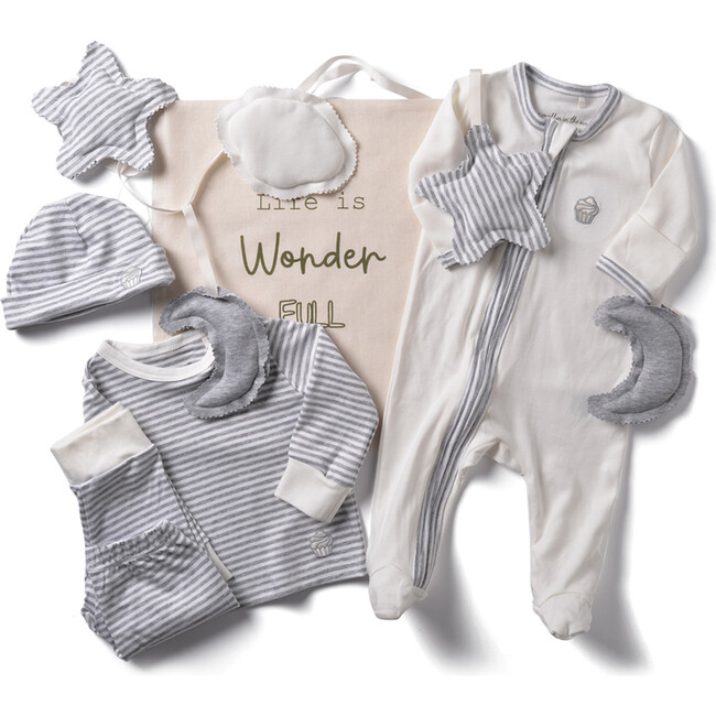 The Muffin Lullaby Set with Long Sleeves, Heather Grey Stripe